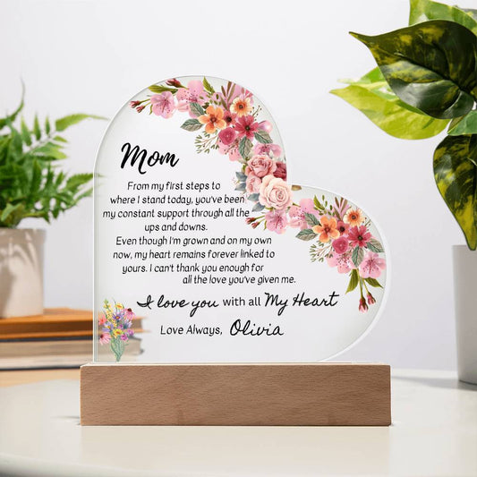 For Mom ~ Acrylic Heart Plaque